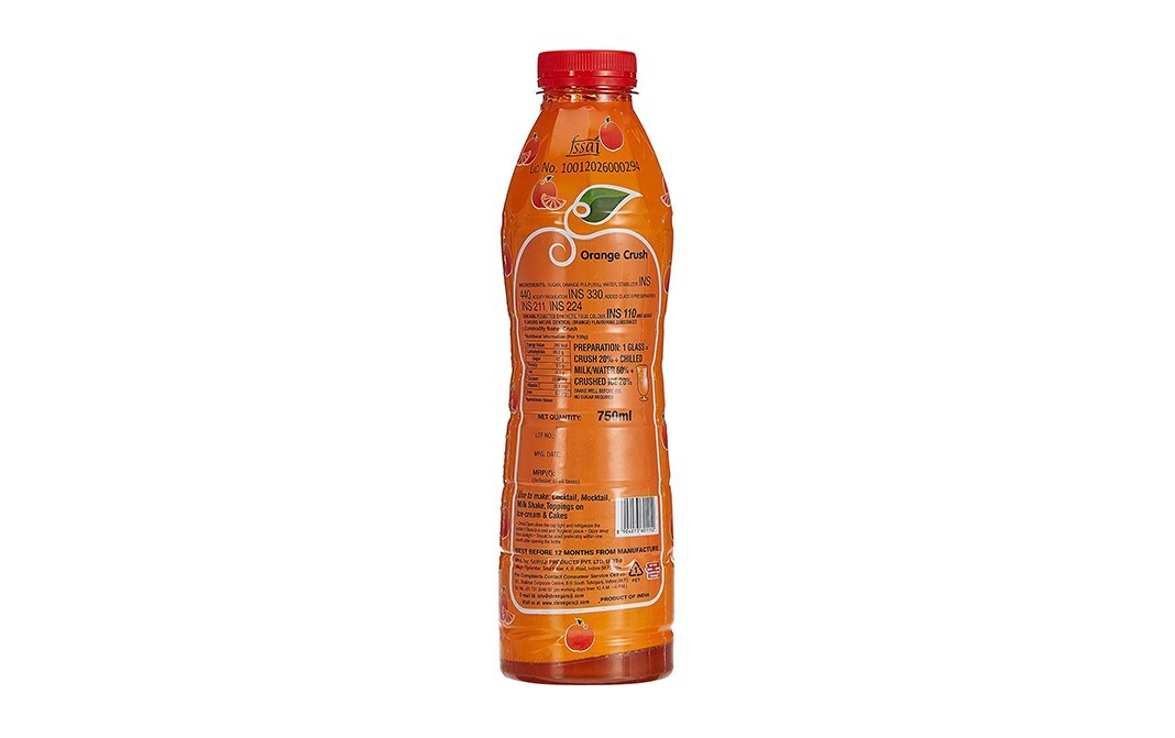 Guruji Orange Crush    Plastic Bottle  750 millilitre